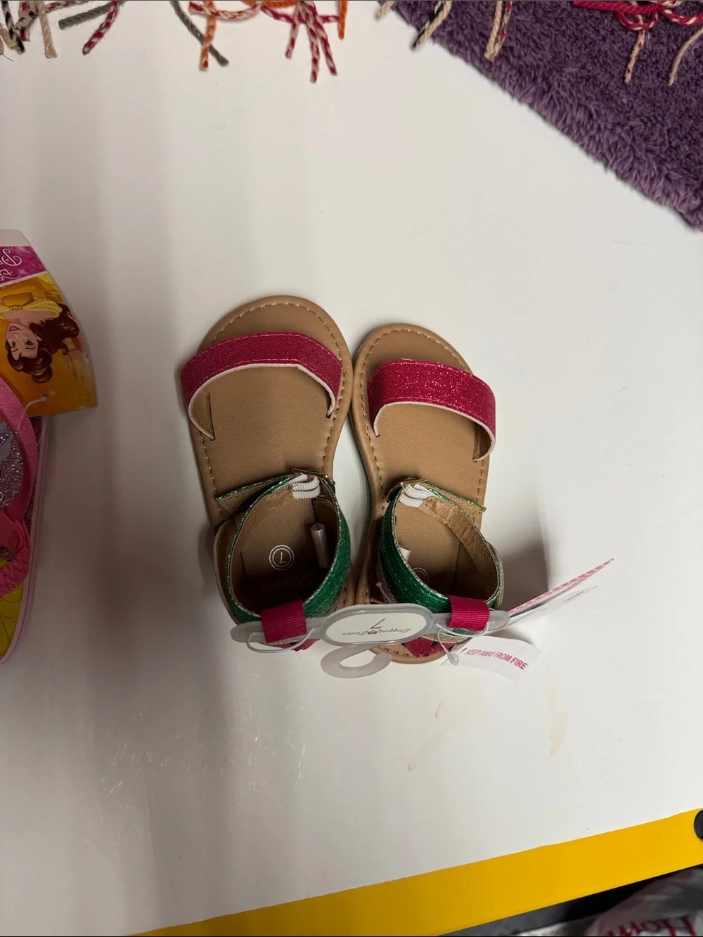 Girls Pink Floral Glitter Flip Flop Sandals
